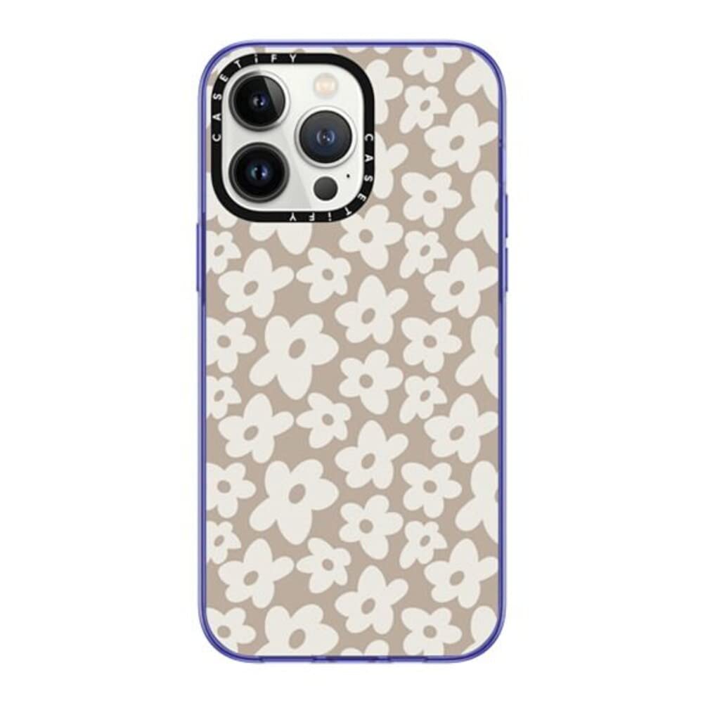 Casetify Compact Iphone 14 Pro Max Case [2X Military Grade Drop Tested / 4Ft Drop Protection]   Natural Flower   Peri Purple