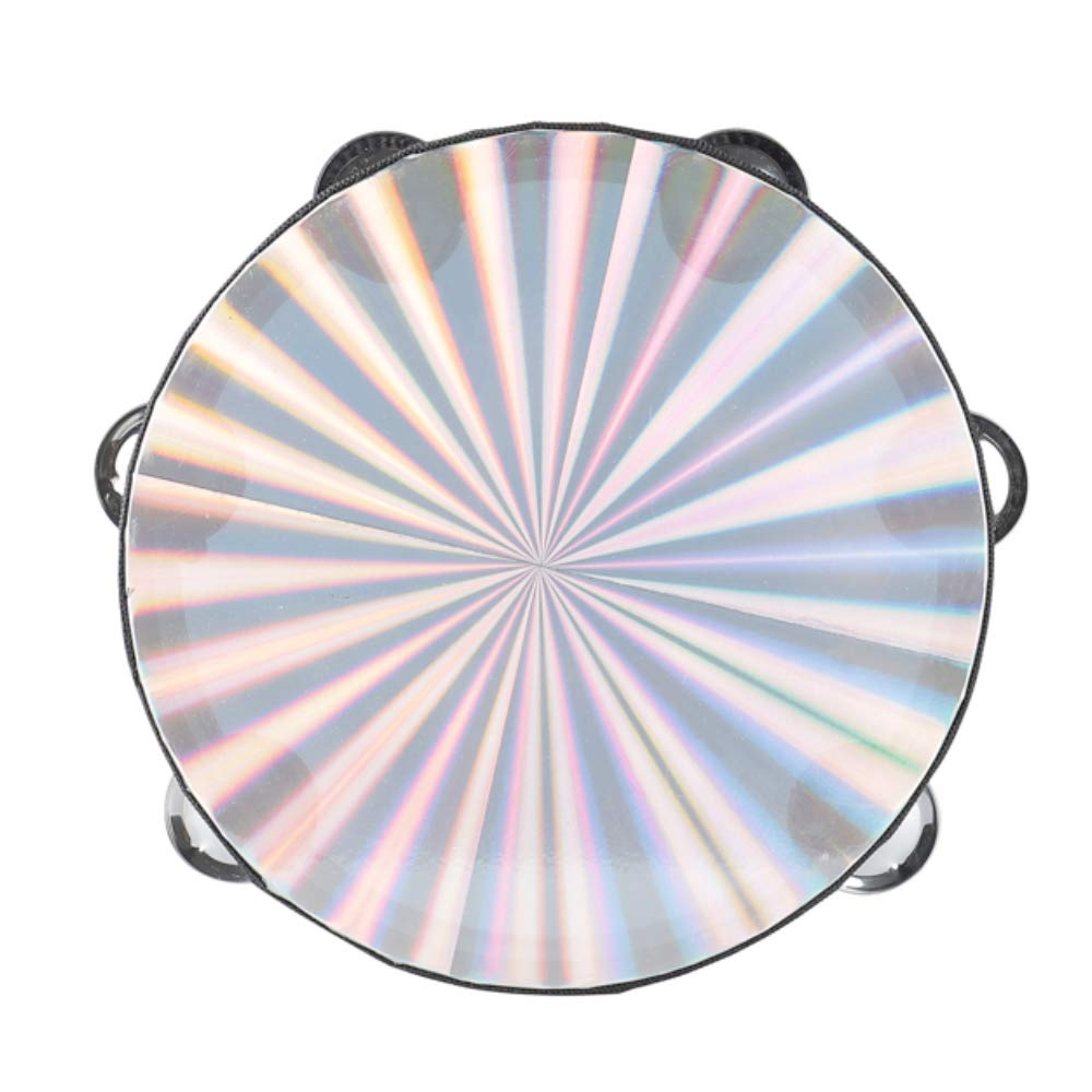 Tambourine 8 Inch Radiant Hand Held Drum With Double Row Jingles Reflective Drum Musical Instrument For Church Adults Ktv Party