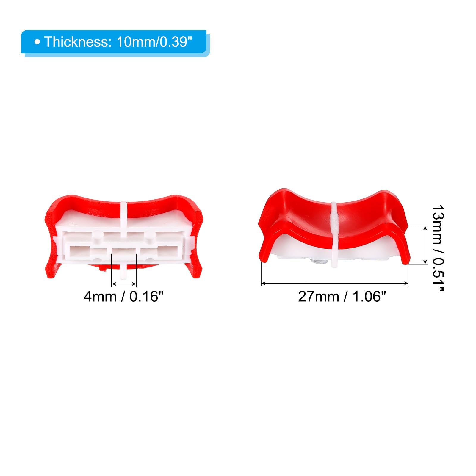 Patikil Console Mixer Slider Fader Knob Cap Touch Sensitive Slider Insert Shaft 27X13X10Mm Abs Red For Potentiometer Pack Of 10