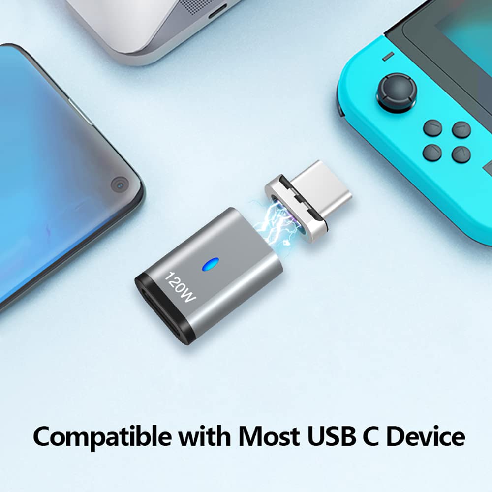 Sheeast Magnetic Usb C Adapter Straight 3 Pack, 120W Usb Type C Connector 5Pin With Usb2.0 480Mbps Data Transfer, Compatible For