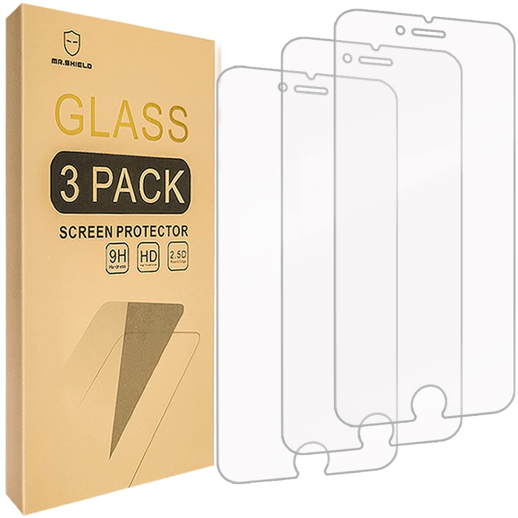 Mr.Shield [Tempered Glass Screen Protector For iPhone 6 / iPhone 6S / iPhone 7 / iPhone 8 [3-Pack] Screen Protector