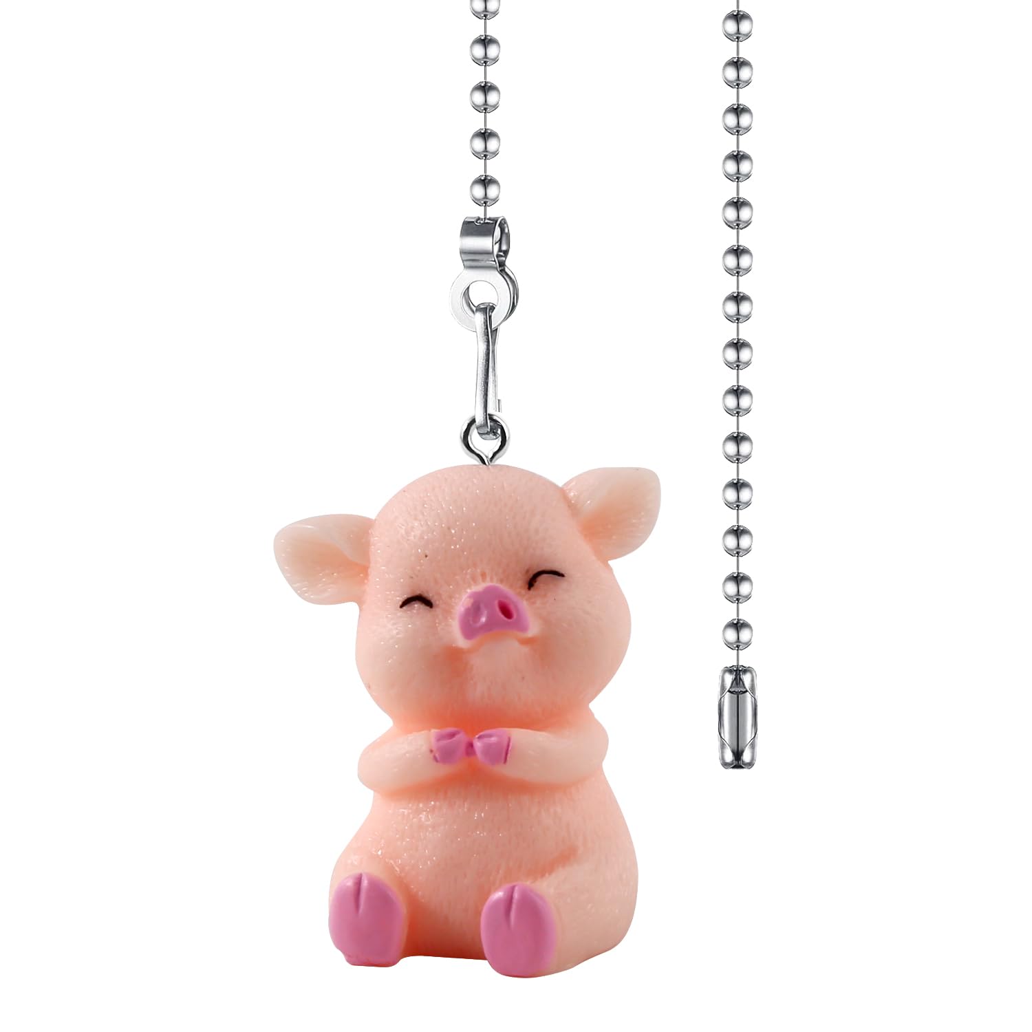 Dotlite Pig Ceiling Fan Pull Chain,Cute Pink Pig Farm Pulls Charm Extension Decorative,12In 3Mm Diameter Beaded Fan Light Pull C