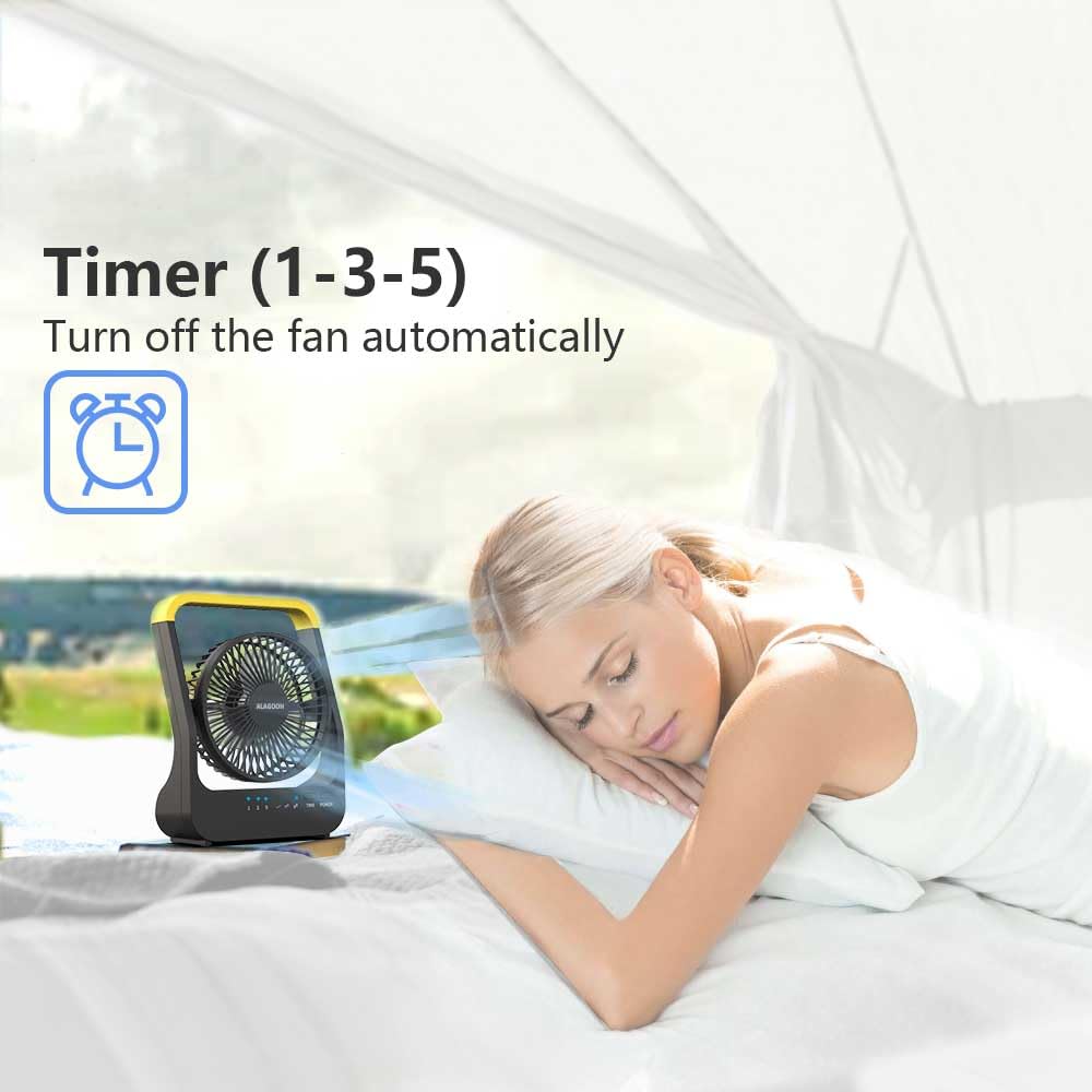 Alagoon Portable Desk Fan, D Battery Operated Fan For Hurricane, Powered Fan By Usb Cable 214H Long Lasting With Timer 6 Porta