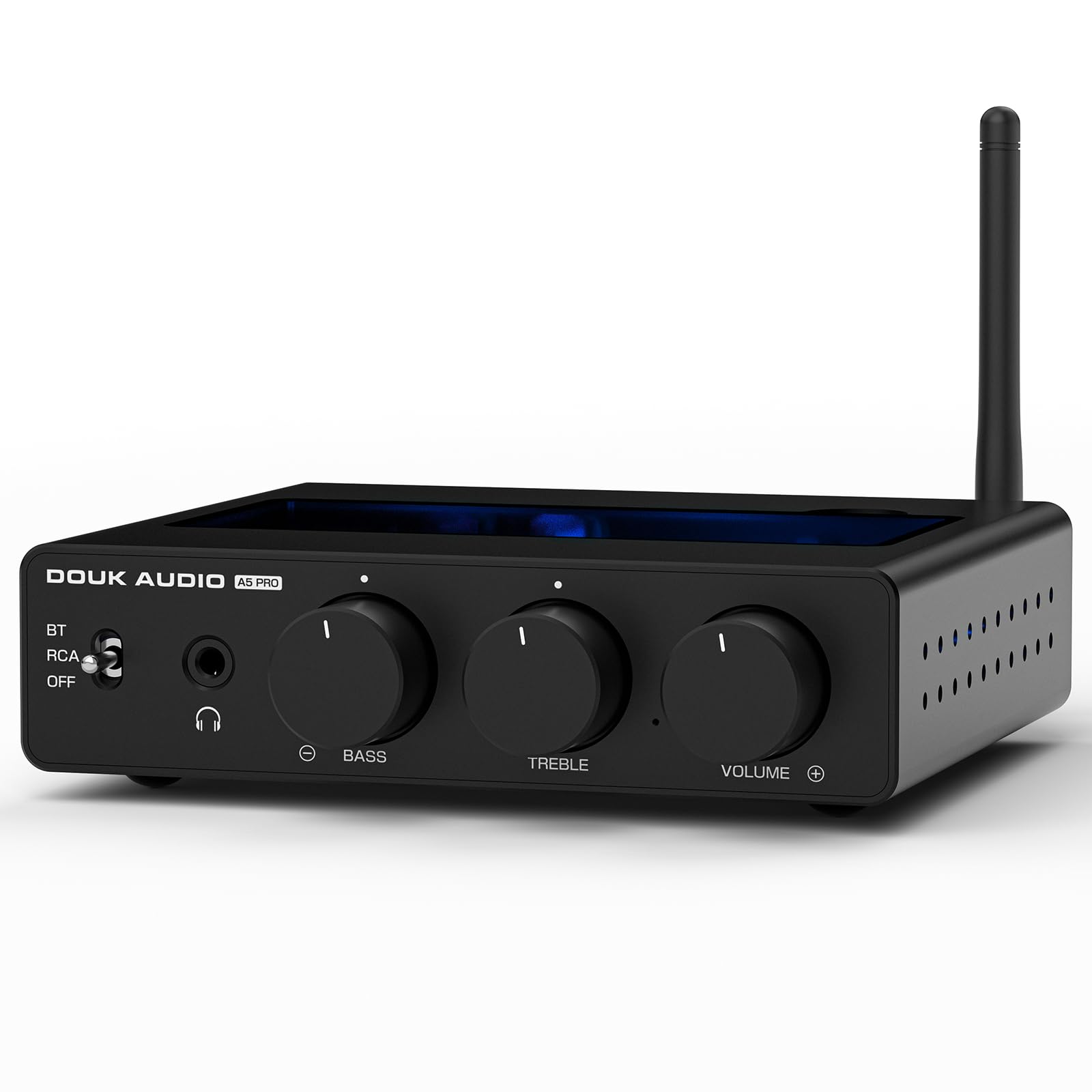 Douk Audio 2 Channel Bluetooth Amp: HiFi Stereo Amplifier | 300W2 TPA3255 | Class D PFFB | Bass Treble Control | Headphone Out f
