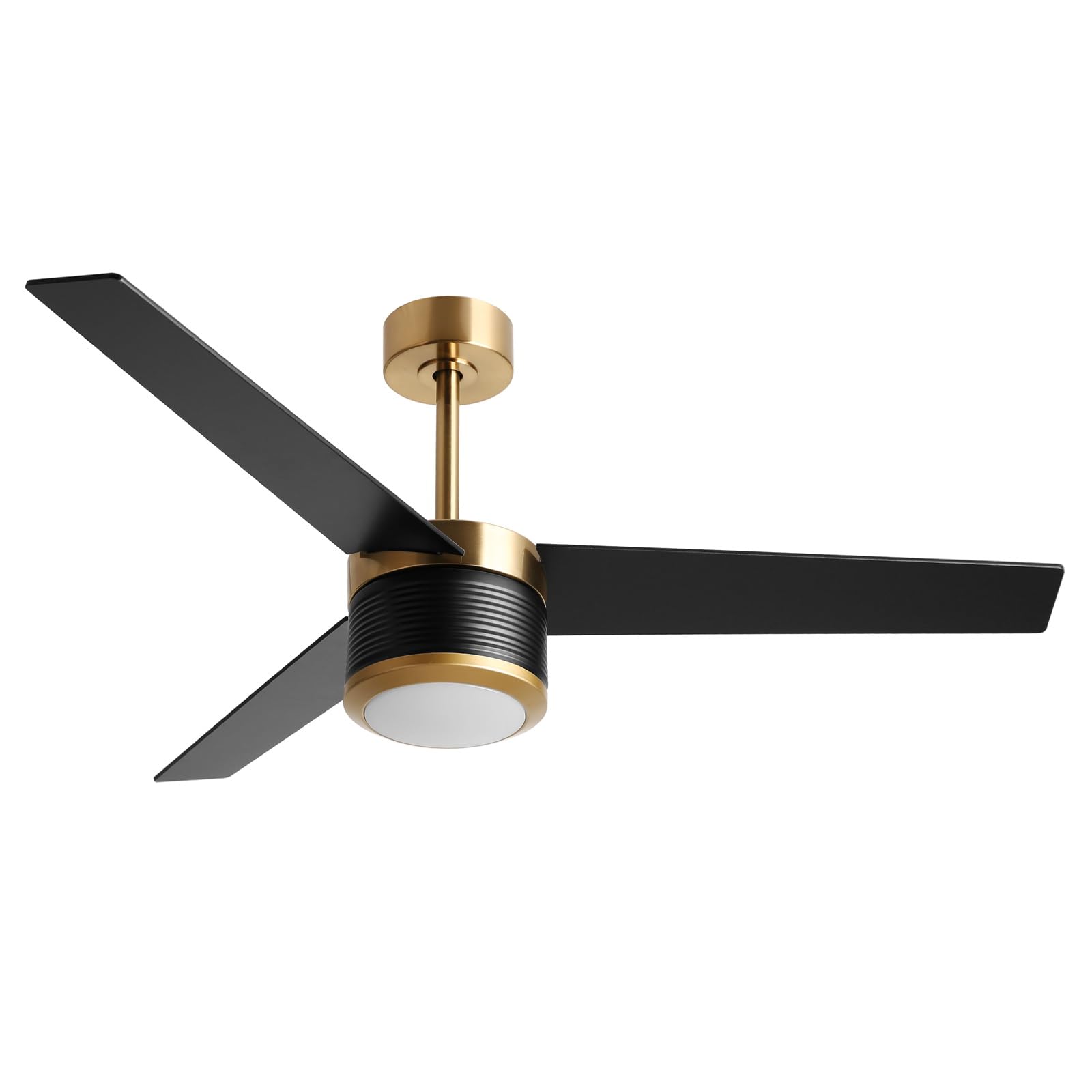 reiga 52 Inch Modern Ceiling Fan with Light, 3 Blades Black Gold DC Motor Wood Ceiling Fans, Compatible with Remote Control/Alex