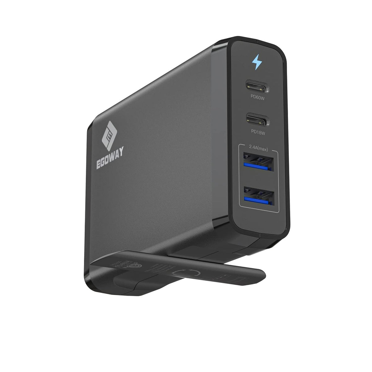 4 Port Usb Charger Block, Usb C Usb A Fast Wall Charge, Multi Charge Station Plug Cube Brick W/ 4 Ft Extention Cord For Iphone 15 14 13 Pro Max, Galaxy, Macbook Air, Laptop Tablet Ipad