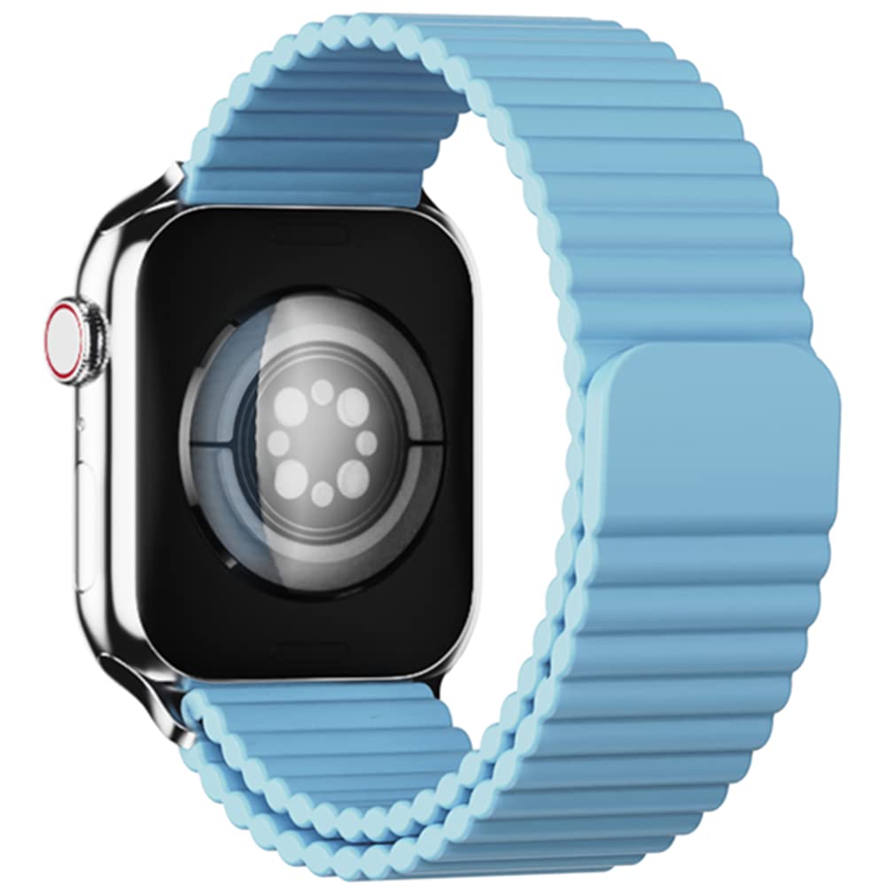 Heike Magnetic Silicone Band Compatible For Apple Watch Band 49Mm 46Mm 45Mm 44Mm 42Mm Men Women,Sport Loop Adjustable Replacemen