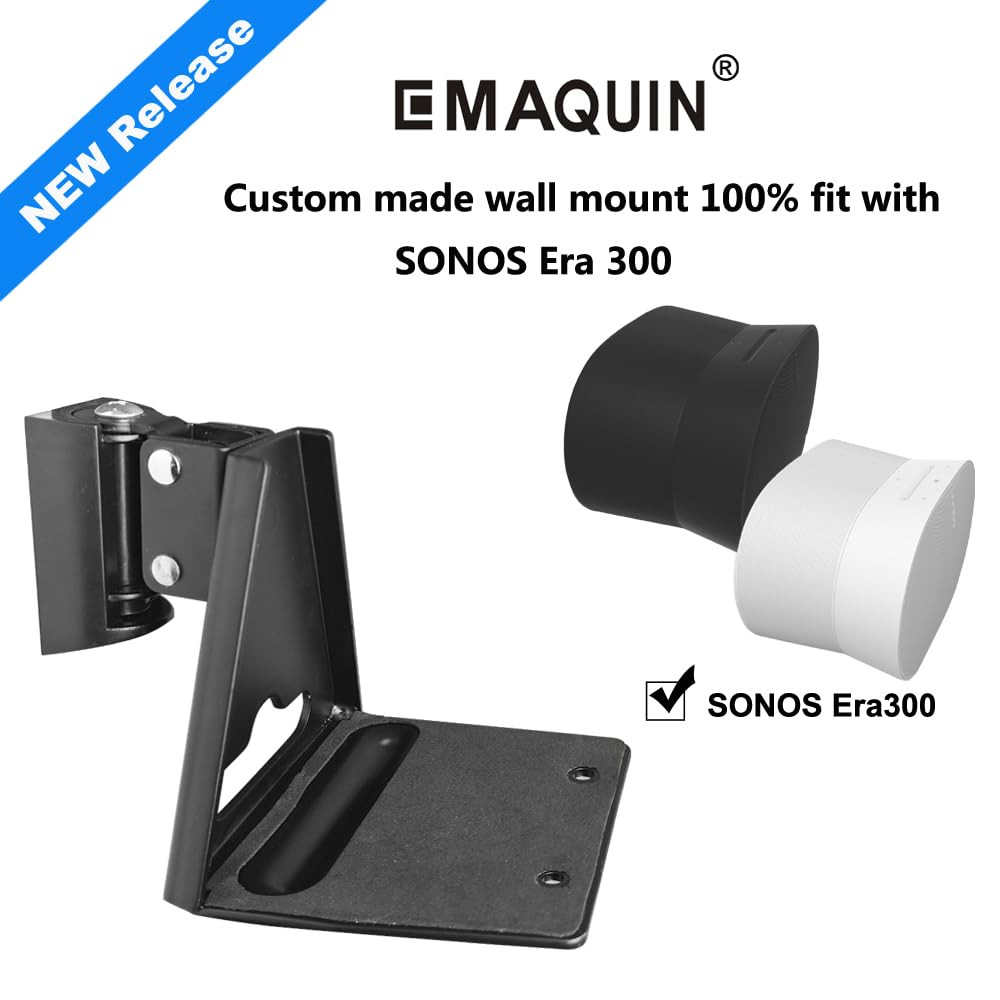 Emaquin Wall Mount Bracket For Sonos Era 300 Speaker (Swivel And Tilt,Sturdy Metal,Enduring Paint Finish,Easy To Intall,Compatib
