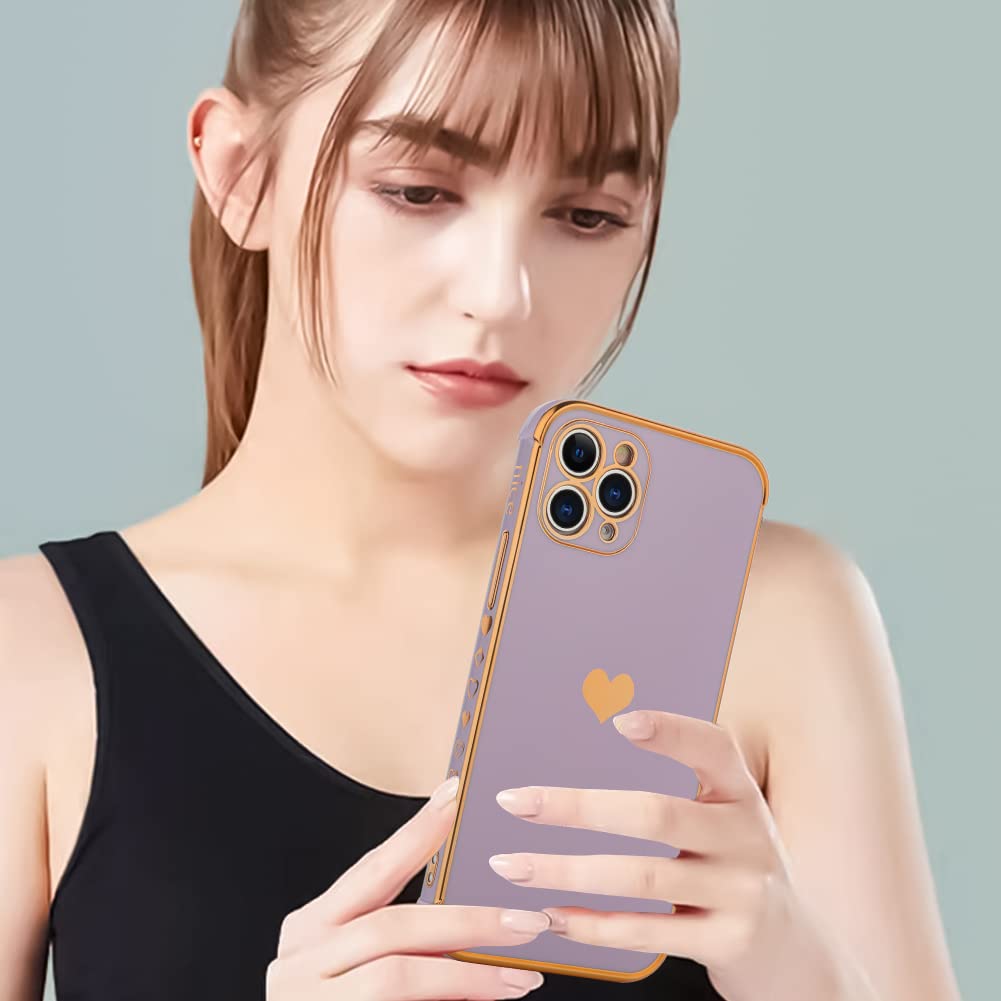 Kanghar Iphone 11 Pro Case For Women Girl, Plating Edge Cute Love Heart Soft Tpu Bumper With 4 Corners Shockproof Protection Pho