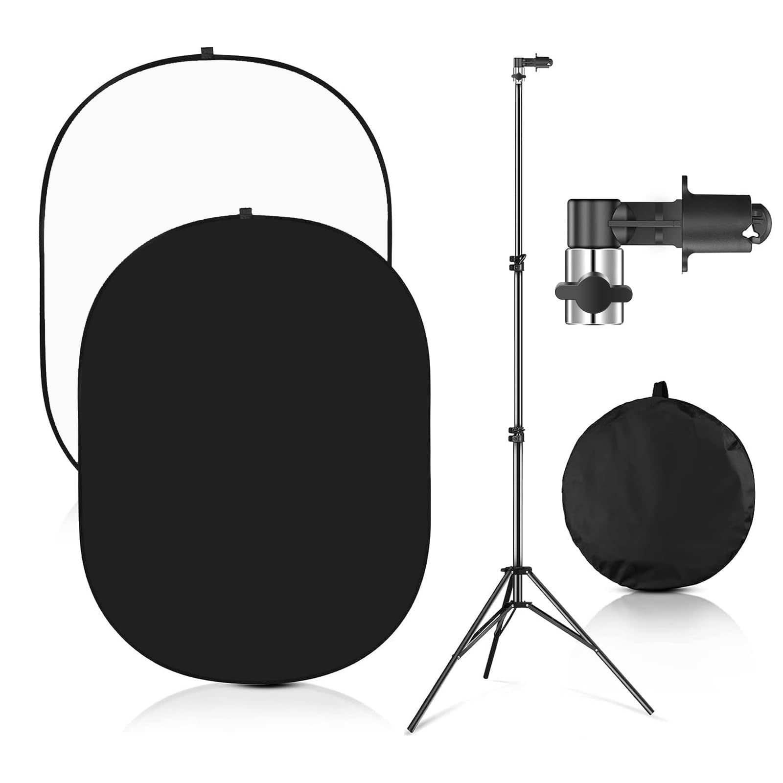 Portable Chromakey Black And White 2 In 1 Foldable Pop Up Backdrop With Stand, 150 X 200 Cm Foldable Panel For Photo, Video, Liv