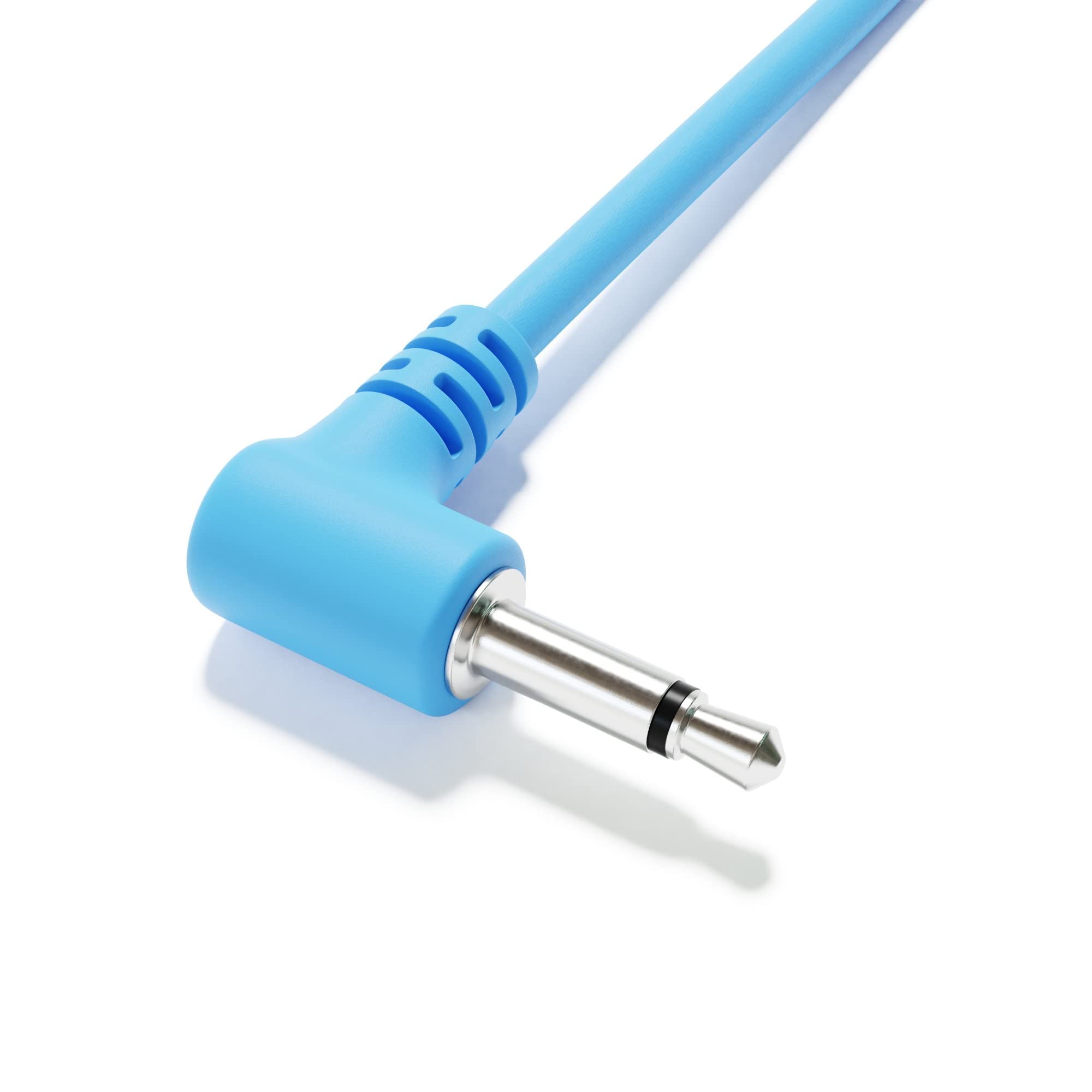 Excelvalley - 5-Pack - Right Angle Mono Modular Patch Cables - 3.5Mm 1/8 Eurorack Synthesizer [Blue | 45 Cm - 17.72]