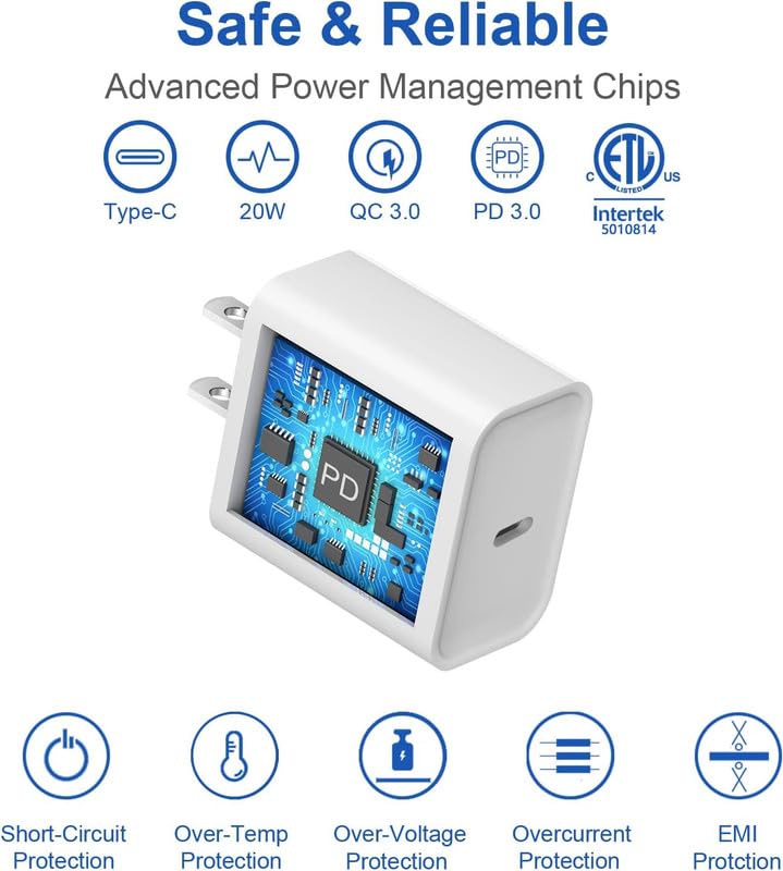 Iphone Chargers Fast Charging [3Pack] Cargador 20W Super Fast Charger Usb C Wall Charger With 6Ft Fast Charging Cable For Iphone