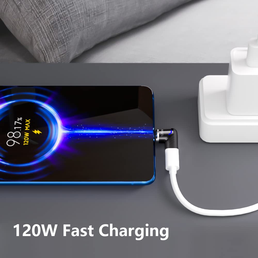 Sheeast Usb C Magnetic Adapter Right Angle 2Pack Fast Charging 100W Magnetic Usb C Adapter 5Pin 480Mbps Data Transmission, Black