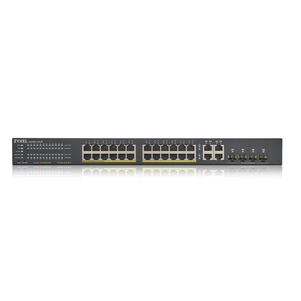 Zyxel 24 Port Gigabit Ethernet High Powered Poe 375W Nebulaflex Smart Managed Switch  4X Rj 45Sfp Ports  8023At 8023Af  Metal  L