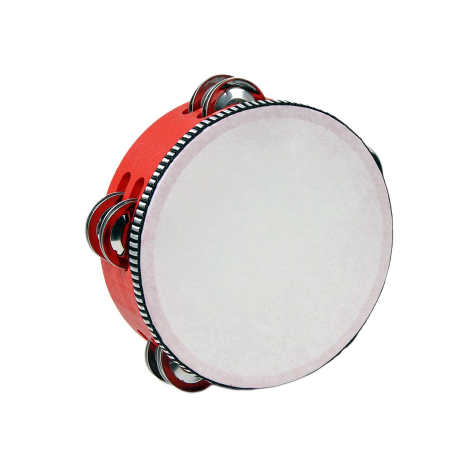 THE STYLE SUTRA  Wooden Handheld Tambourines Metal Jingles Percussion for Church Party Adults 6inch Red| Percussion | Hand Percu