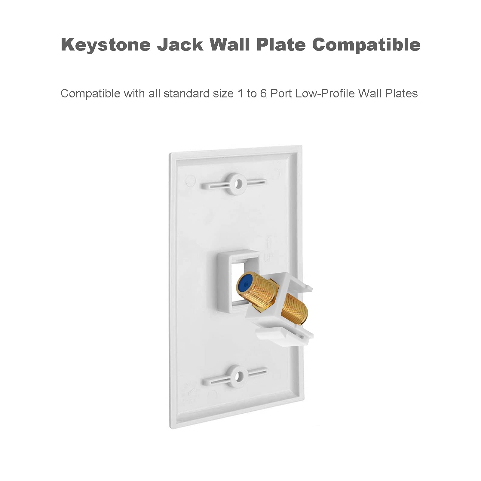 Borsuer 5Pcs Rg6 Keystone Jack Coax Insert Wall Plate 3 Ghz Gold Plated, F Type Rg6 Coaxial Keystone Jacks Connectors White