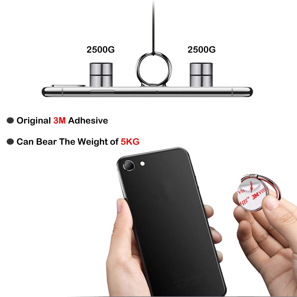 Pikabo Cell Phone Ring Holder Stand, Cell Phone Grip Holder, Adhesive Phone Grip For Phones And Cases. (Glitter Rose Gold)