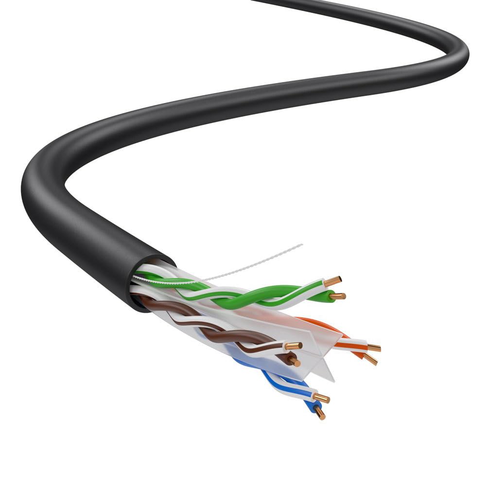 Dripstone Cat6 1000Ft 23Awg 550Mhz Solid Utp Ethernet Cable Rj45 Cca Bulk Network Lan Wire Rj45 Easy Pull Box 305M (Black)