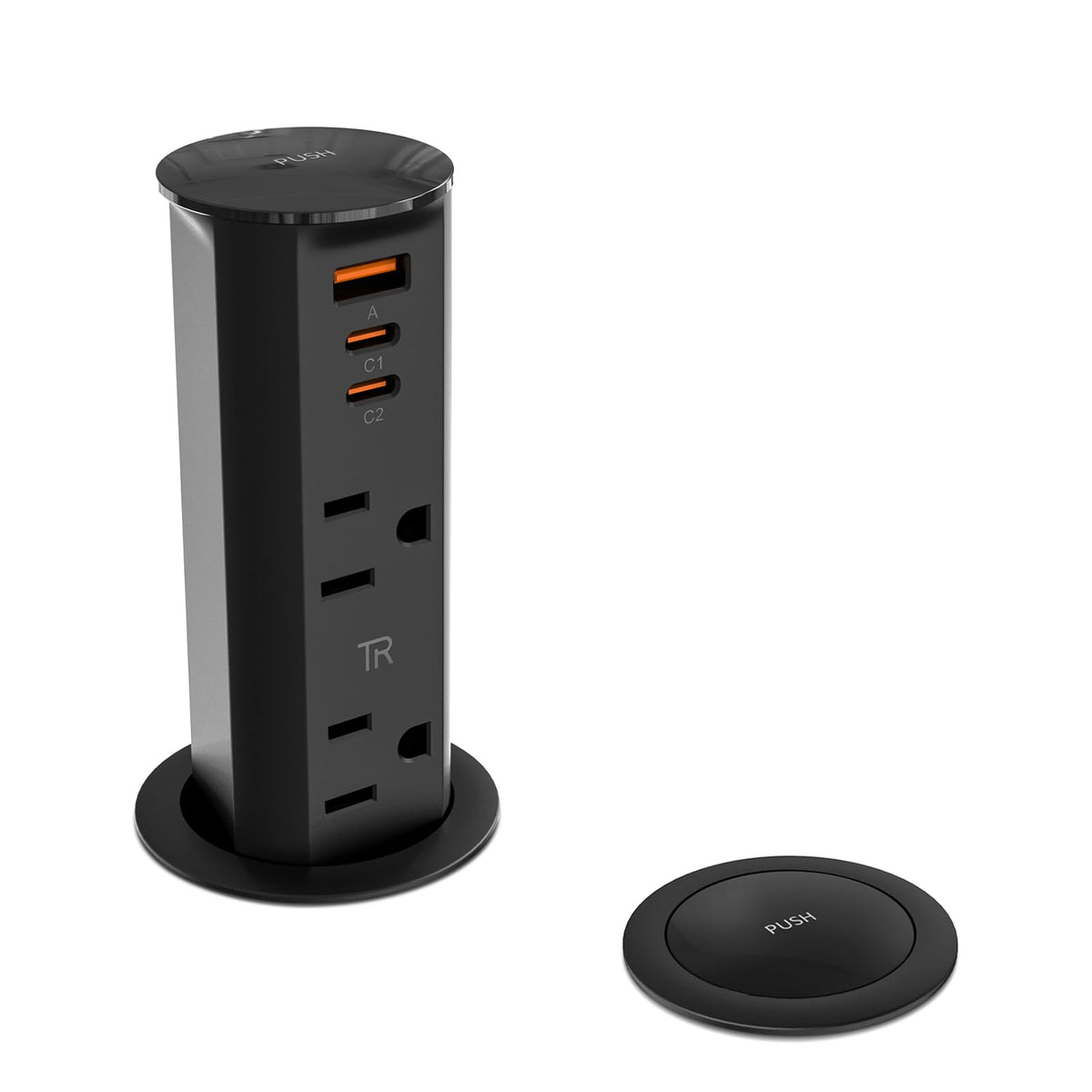 2 Inch Pop Up Outlet For Countertop,Power Grommet 2-Inch Desk Wire Hole Insert,20W Usb C,2 Outlets,2 Usb C/1 Usb A,Recessed Outl