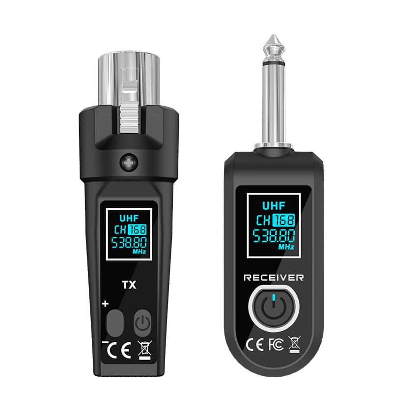 TAVOSOP Upgrade 2.4GHZ Wireless XLR Transmitter and Receiver, Built-in Rechargeable Lithium Battery for Dynamic Microphone,Audio