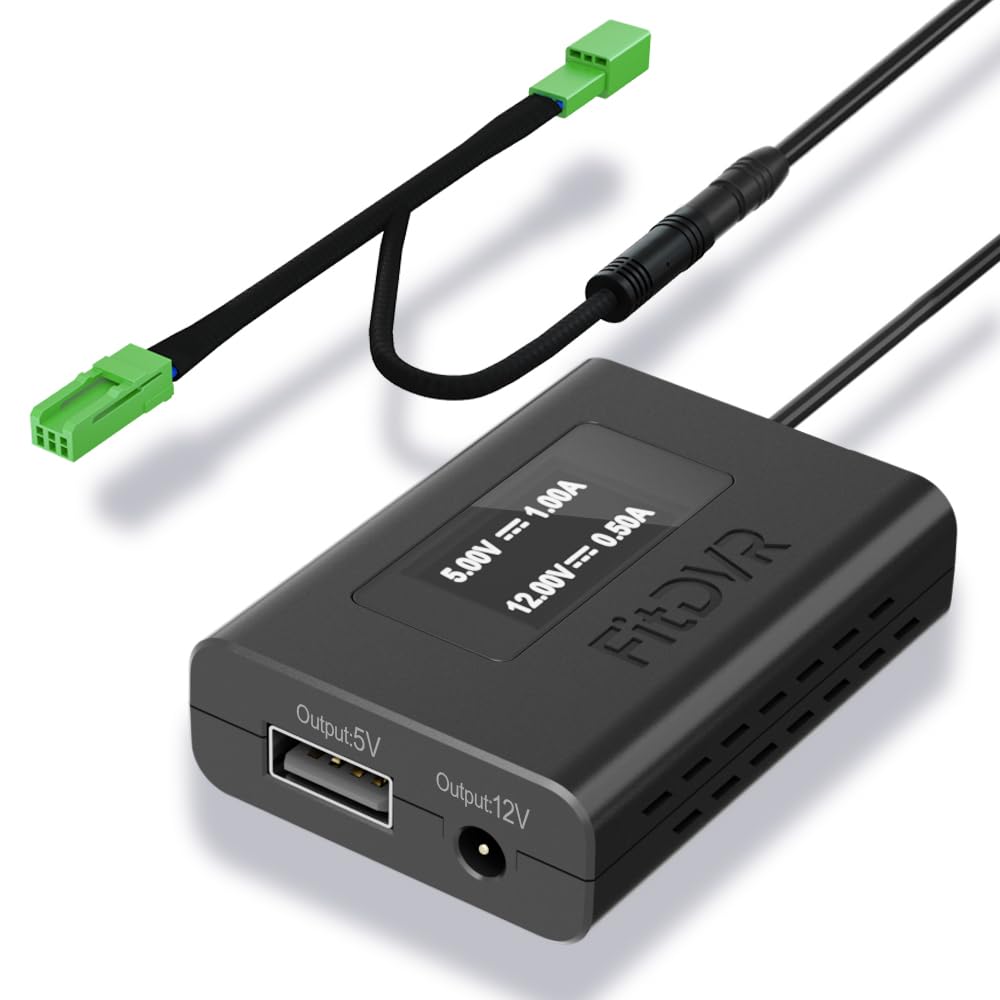 Fitdvr Dash Camera Power Adapter (3 Pin) For For Volvo, Polestar And More, Led Display Usb Power Source, Connects To Rearview Mi