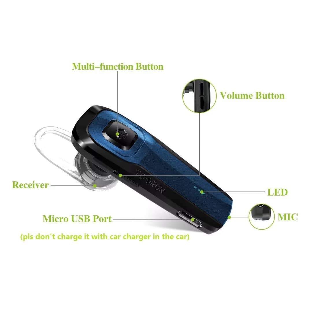 Toorun Bluetooth Earpiece, M26 Bluetooth Headset Handsfree V5.0 Wireless Earpiece Headphone With Noise Reduction And Microphone