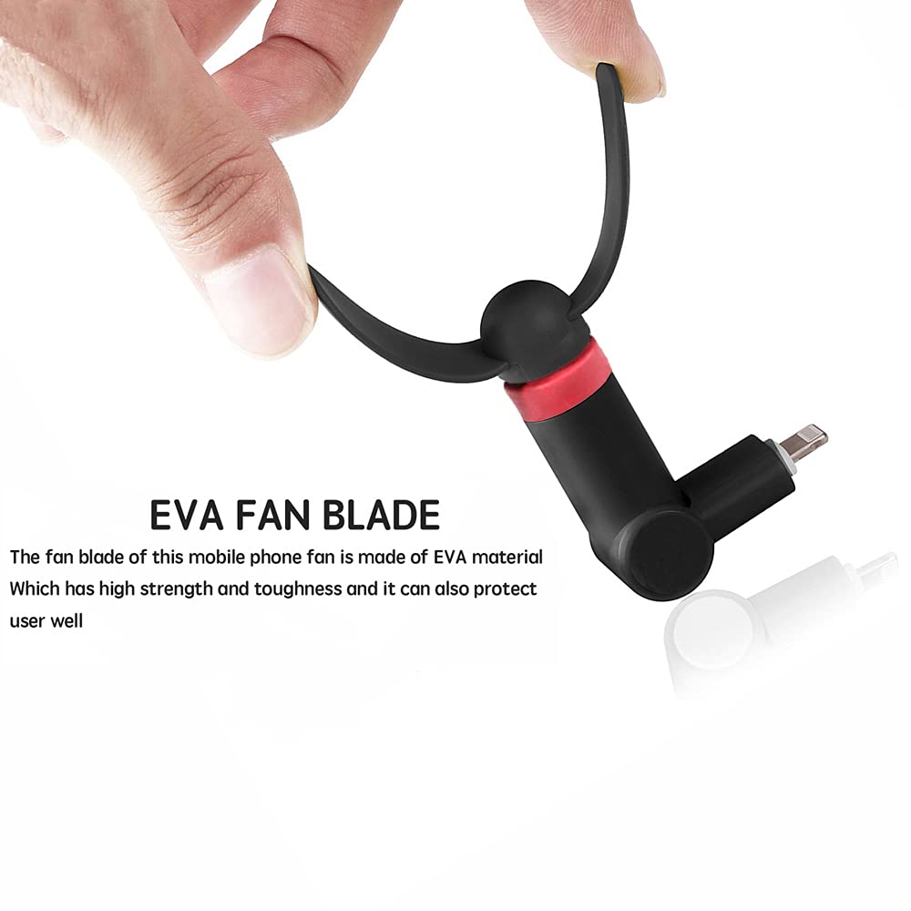 Wuedozue Mini Portable Phone Fan 180 Rotating EVA Black for iPhone iPad