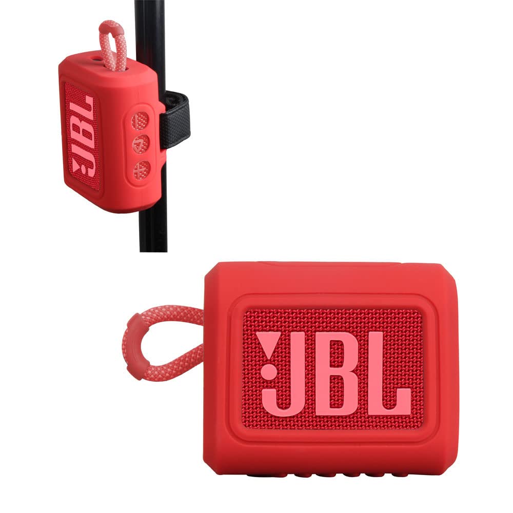 Hermitshell Hard Travel Case For Jbl Go 3 / Go 4 Portable Bluetooth Speaker (Vermilion, Silicone Case)