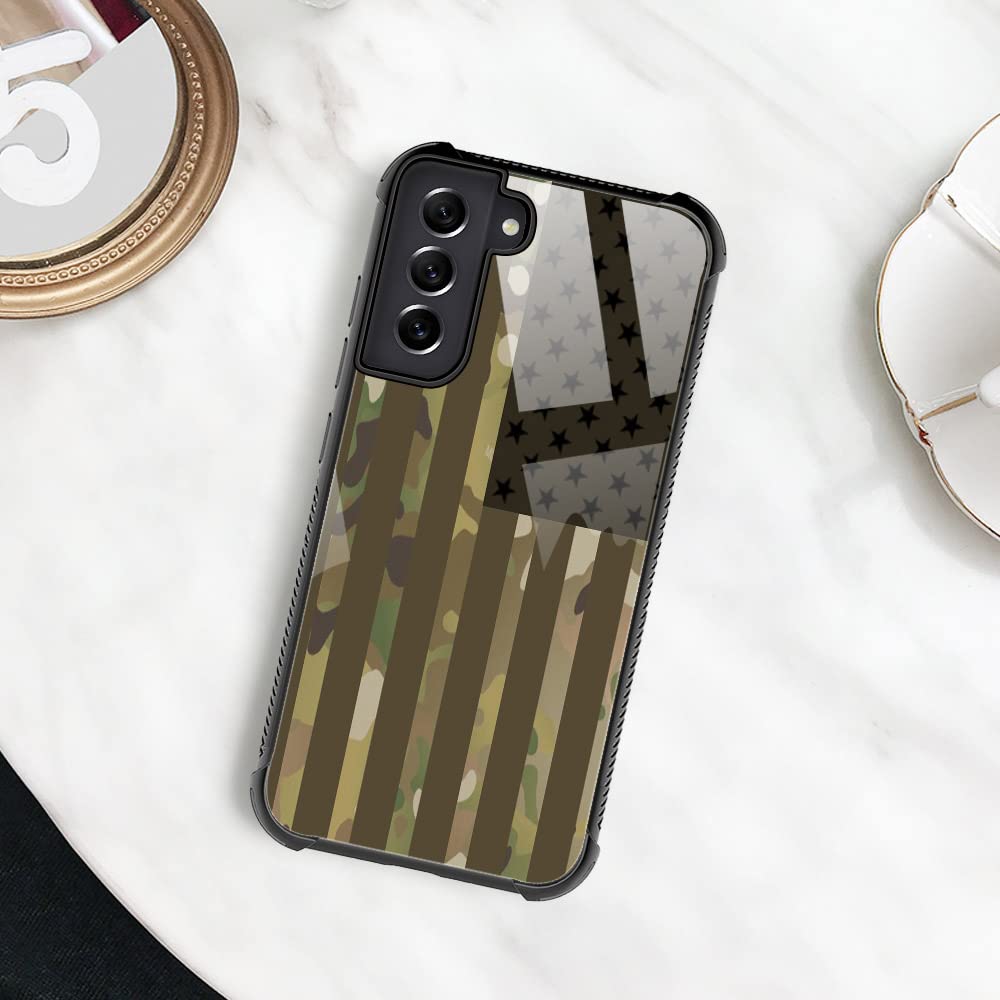 CARLOCA Samsung Galaxy S21 Phone Case Green Camouflage USA Flag Soft TPU 6.2-inch