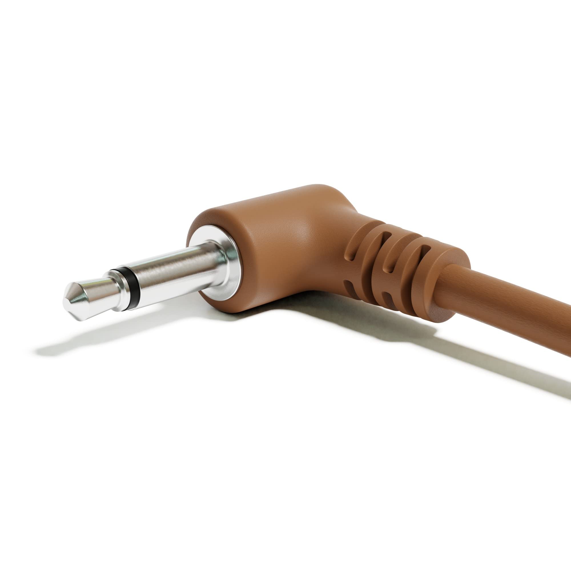 Excelvalley - 5-Pack - Right Angle Mono Modular Patch Cables - 3.5Mm 1/8 Eurorack Synthesizer [Brown | 15 Cm - 5.91]