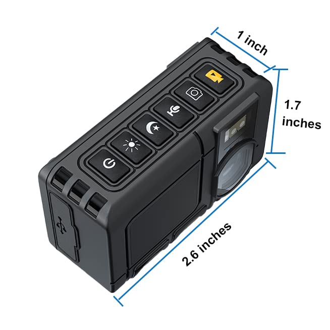 Oncheer 1080P Police Body Camera: Portable Night Vision Video Cam With 64G Sd Card, Waterproof Wearable Security Bodycam, Loop R