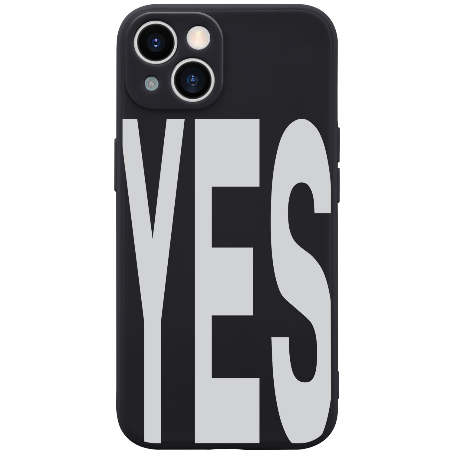 Wihytec Black Phone Case Cover for iPhone 13 YES Word Case Cover Liquid Silicone Soft Gel Rubber Matt Phone Cover with Microfibe
