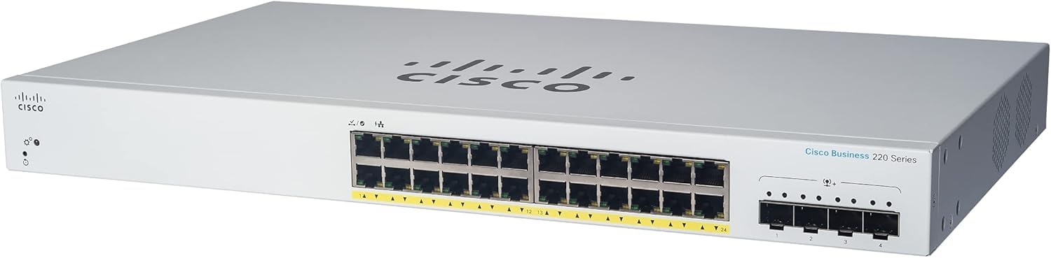 CISCO DESIGNED Business CBS220-24P-4X Smart Switch | 24 Port GE | PoE | 4x10G SFP+ | 3-Year Limited Hardware Warranty (CBS220-24