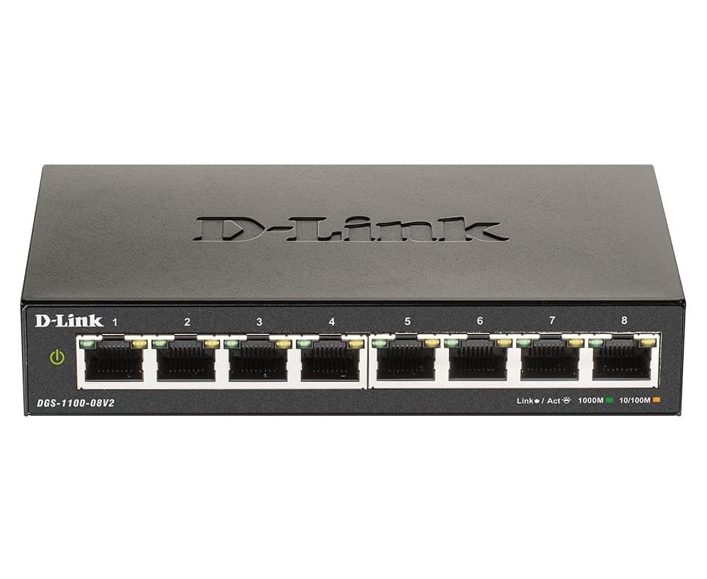 D-Link Ethernet Switch, 8 Port Smart Managed Gigabit Desktop EEE Network Internet (DGS-1100-08V2)