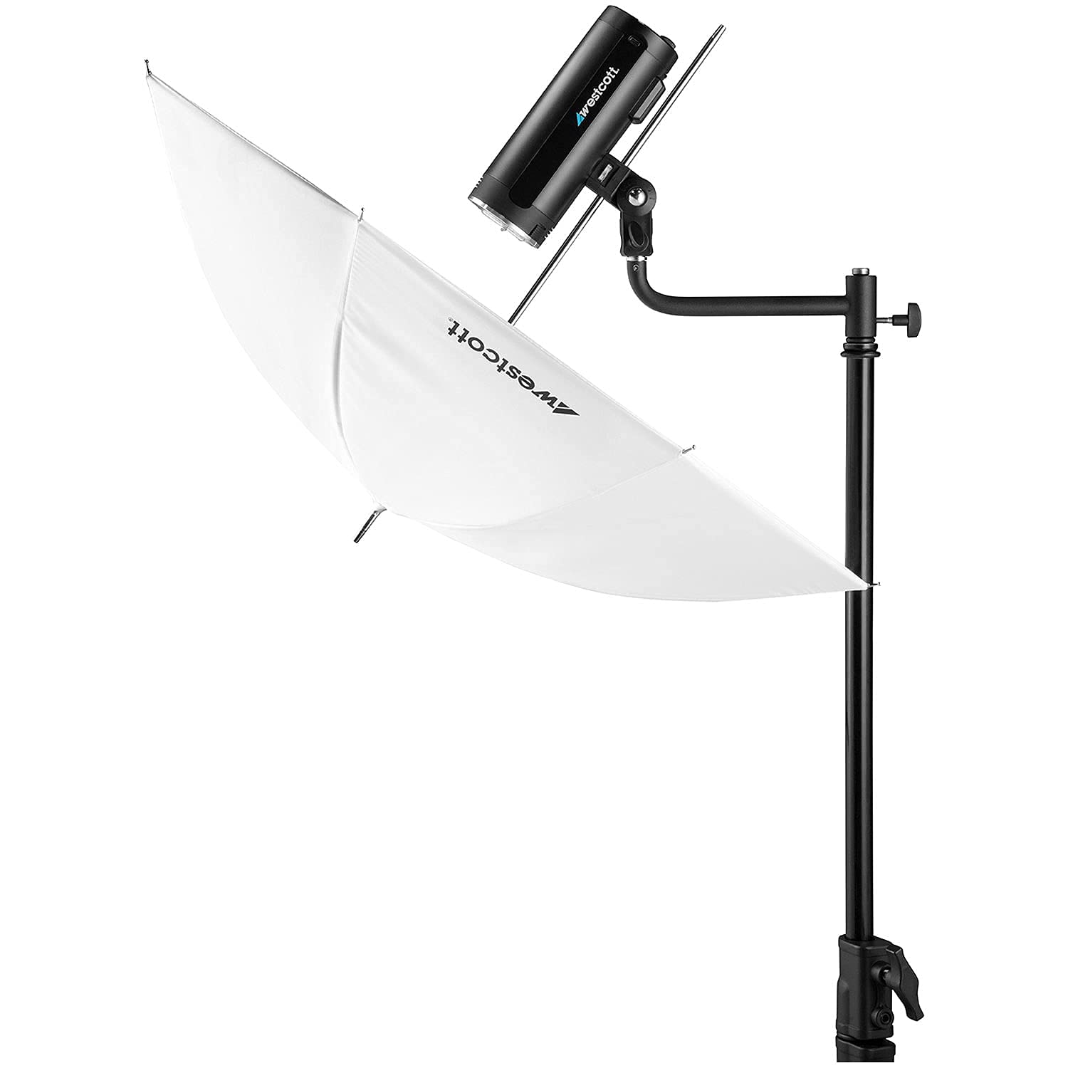 Westcott 8'' Shorty Offset Extension Arm For Flash, Black, Iron & Brass, 5/8'' Female Receiver & Male Stud, 2 Tension Knob Holes