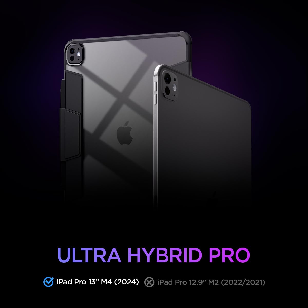 Spigen Ultra Hybrid Pro Designed For Ipad Pro 13 Inch Case M4 (2024) With Clear Transparent Back And Pencil Holder   Black