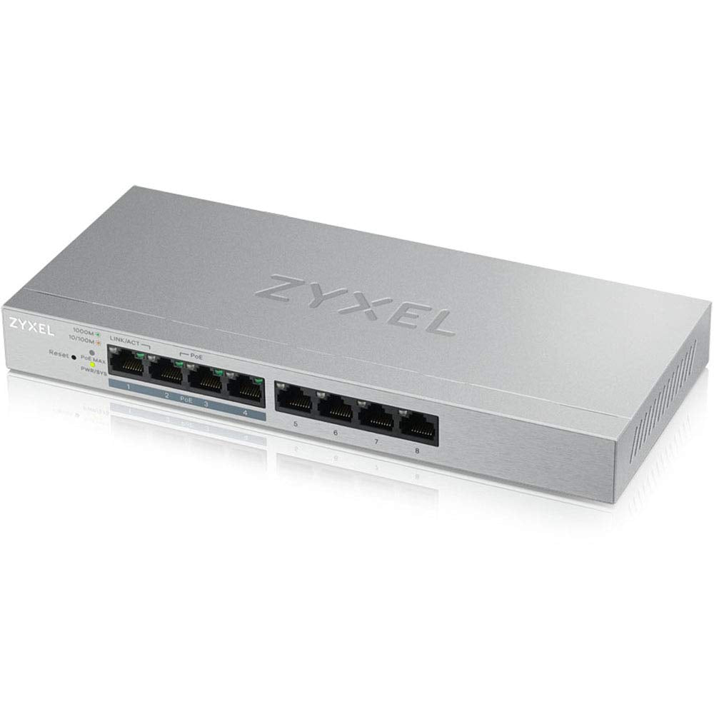 Zyxel 8 Port Gigabit Ethernet Web Managed Poe Switch With 60 Watt Budget [Gs1200 8Hp]