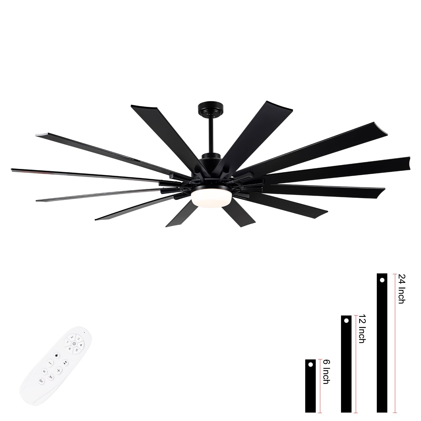 84 Inch Large Ceiling Fan With Light,12 Blades Reversible Dc Ceiling Fan,6 Speeds Remote Control,Dimmable 3 Color Temperatures L