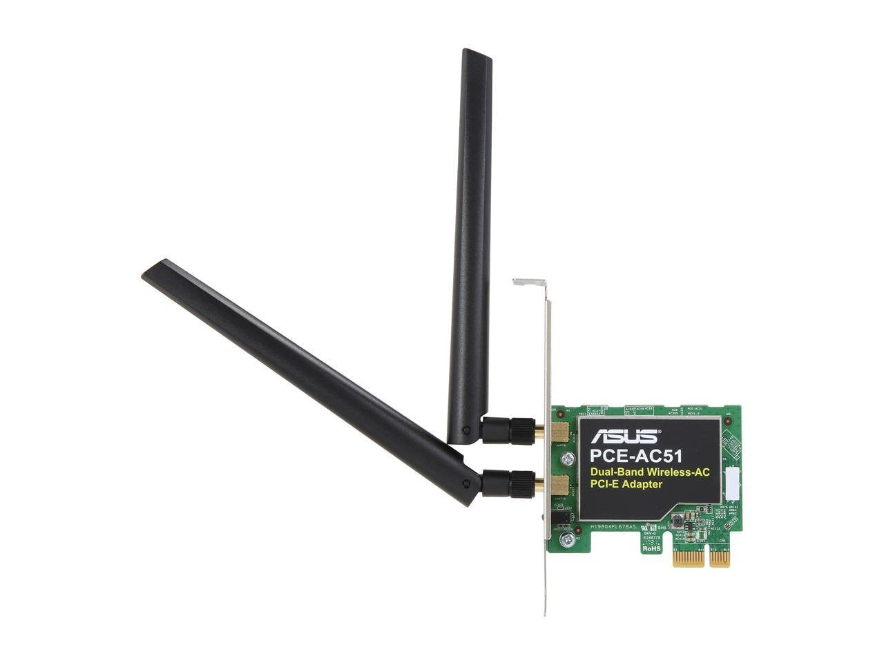 Asus Ac750 Dual Band Pcie Wifi Adapter (Pce Ac51)   Compatible With Pcie X1/X16 Slot, Detachable Antennas For Flexible Placement