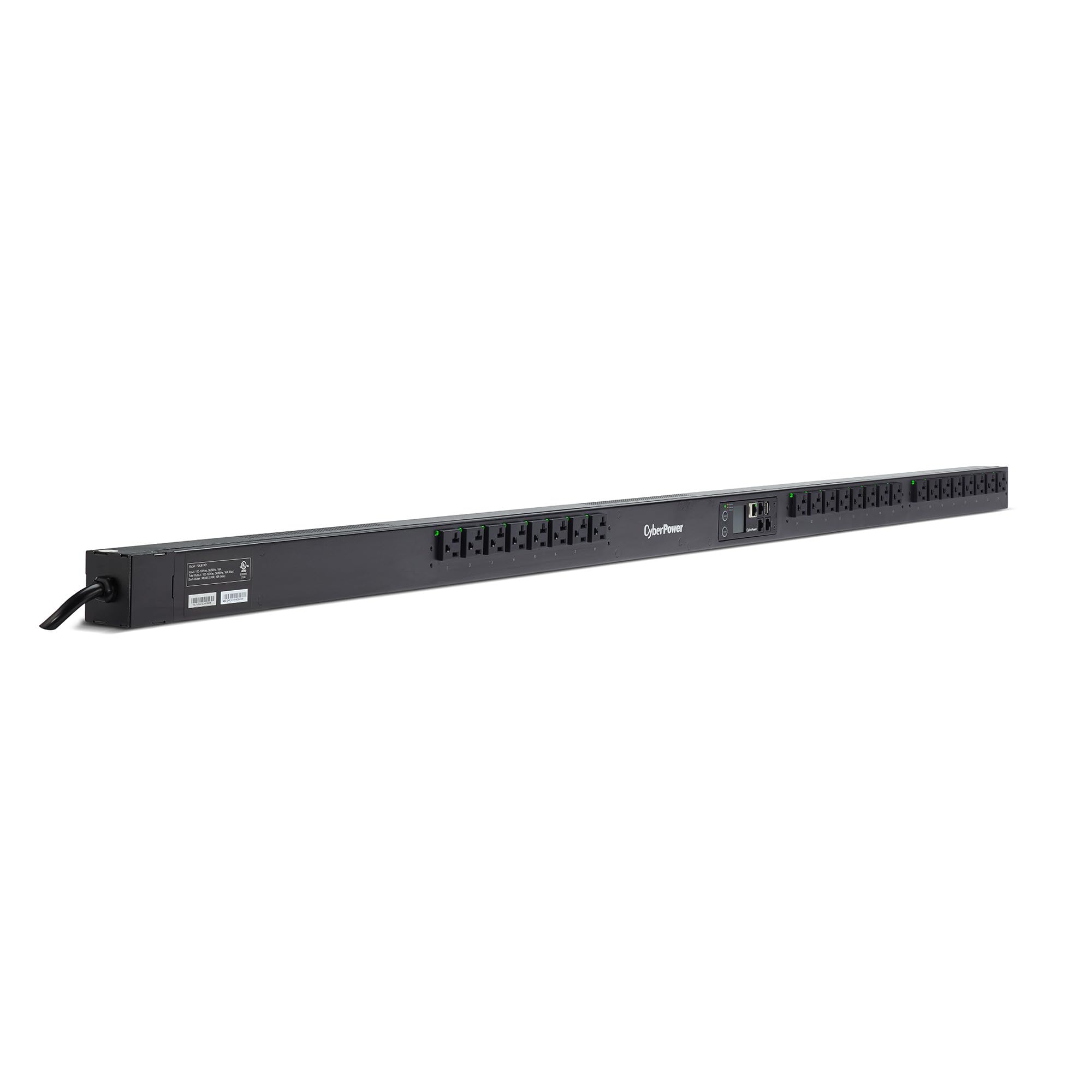 Cyberpower Pdu41101 Switched Pdu, 100-120V, 20A (Derated To 16A), 24 Outlets, 0U Rackmount