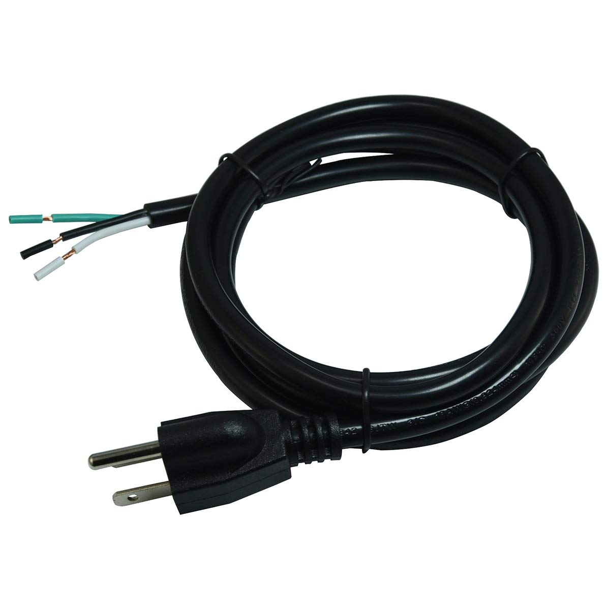 18/3 Awg 3 Prong Ac Replacement Power Cord, Open End 10A 6Ft Ul Listed(Black)