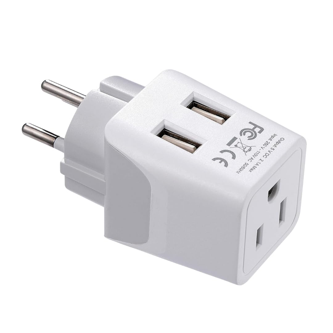 Ceptics Israel, Palestine Travel Adapter Plug With Dual Usb   Usa Input   Type H   Ultra Compact   Perfect For Cell Phones, Lapt