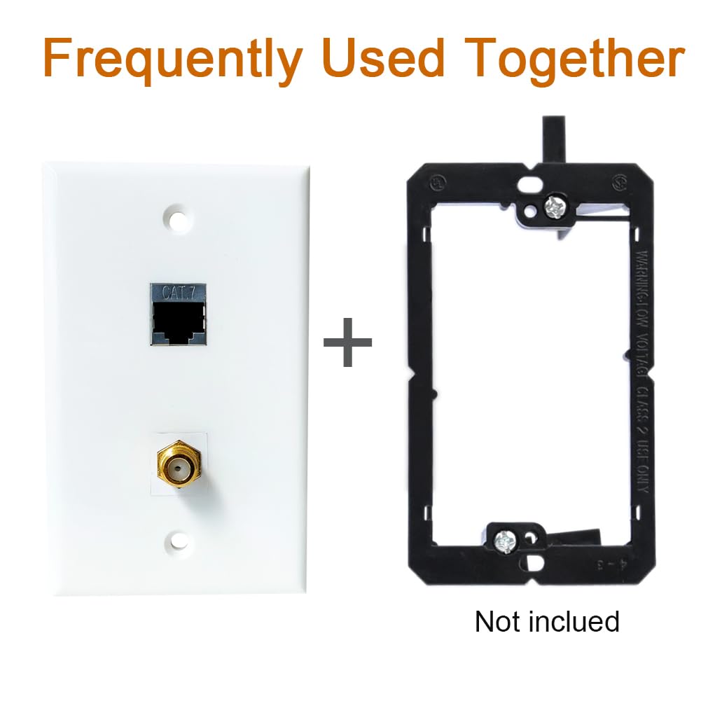 Boplat Single Gang Cat7 Ethernet Coax Wall Plate Female To Female Coupler   Cat 7 Network Coaxial Cover Plate For Cat8/Cat7/Cat6