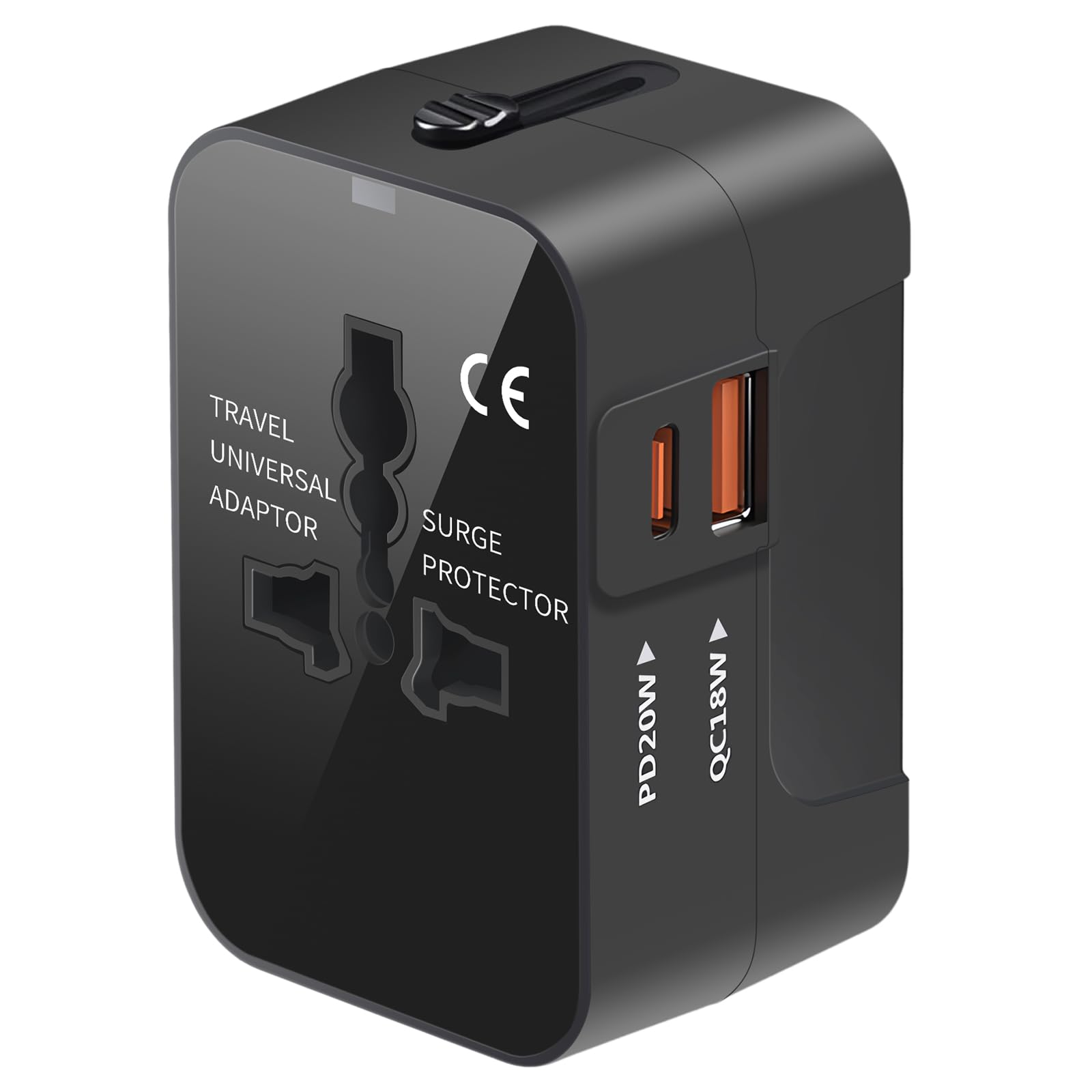 Universal Travel Adapter With 3.0A Pd Usb C & Qc Usb A Ports, Fast Charging International Plug Adapter, Worldwide Wall Charger A