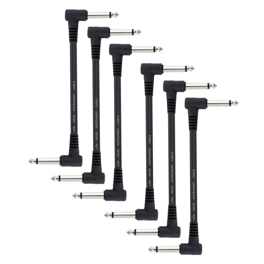 Dalonfy Guitar Effect Pedal Cables 6 Inch  1/4 Instrument Cables For Effect Pedals Right Angle Patch Cable Right Angle Pedal Cab