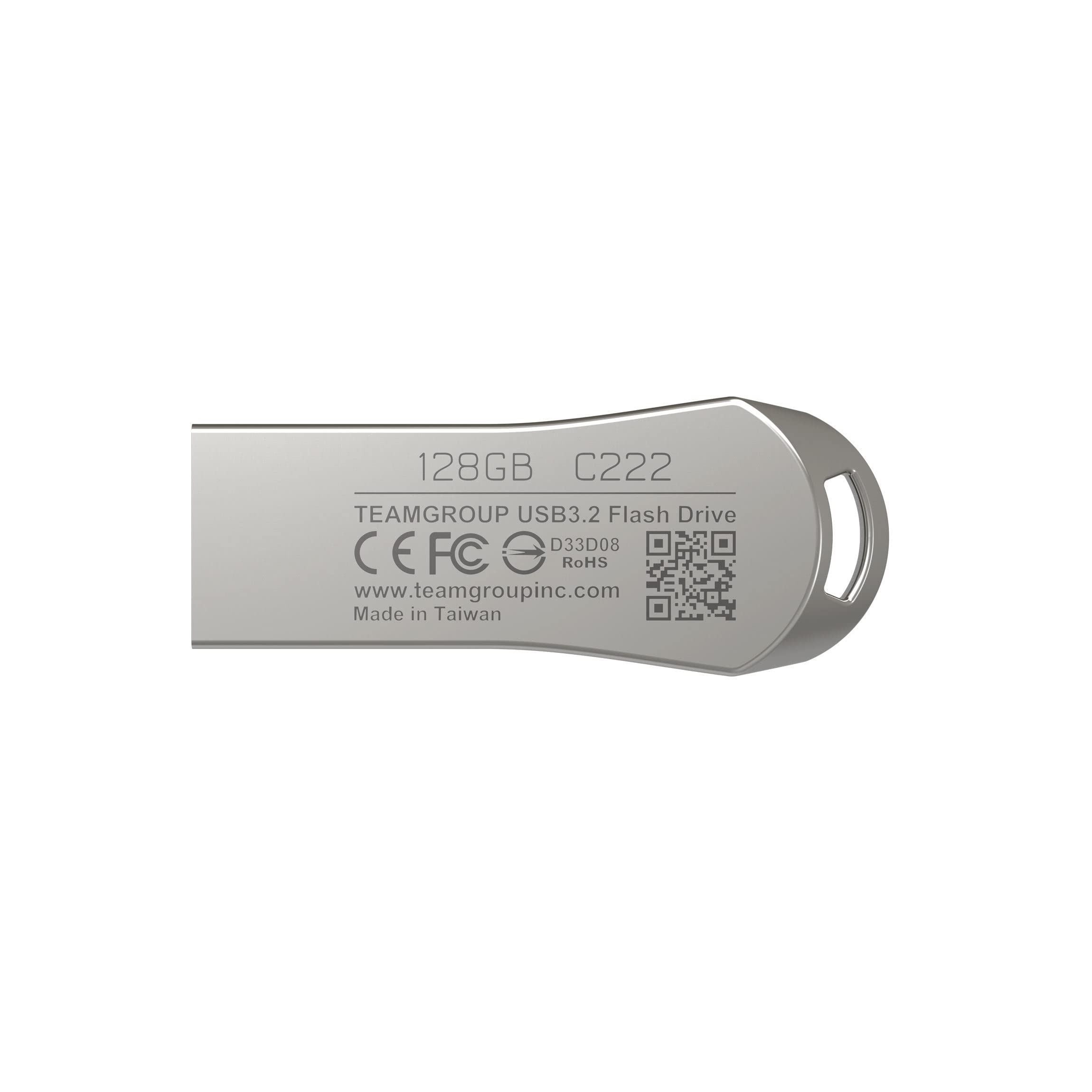 Teamgroup Metalwork Artistry C222 128Gb Usb 3.2 Gen 1 (3.1/3.0) Silver Metal Read 140Mb/S Flash Thumb Drive, External Data Stora