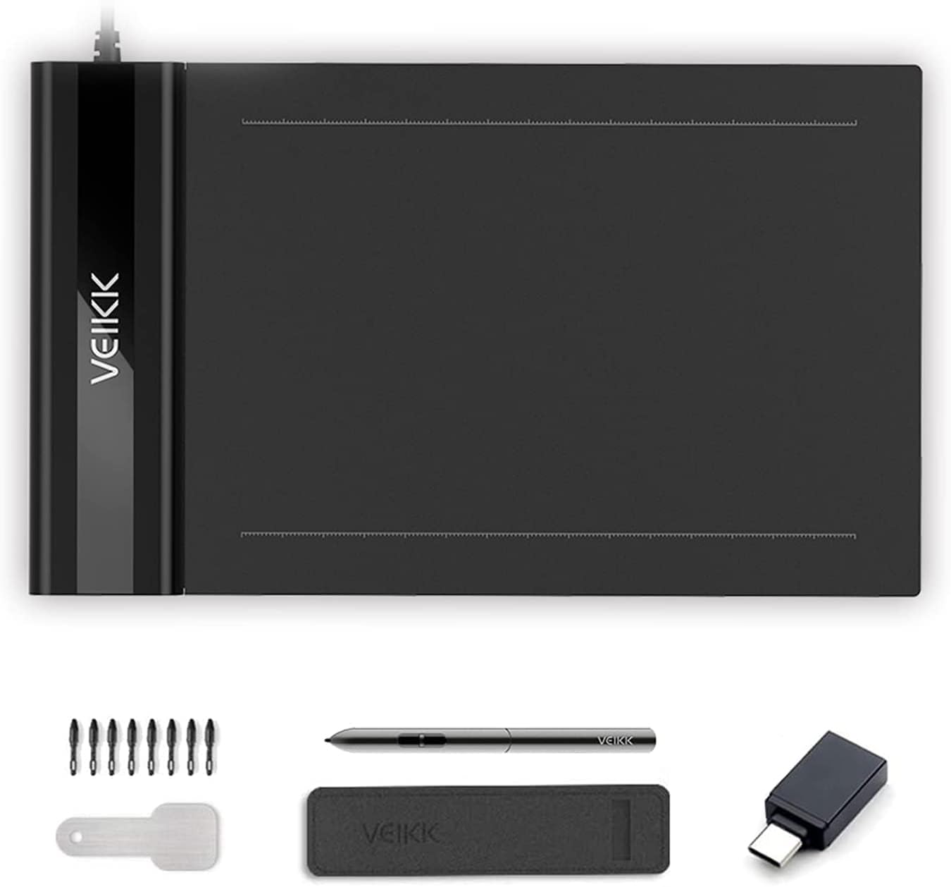 Drawing Tablet,VEIKK S640 Digital Graphics Tablet, 6x4 Inch Ultra-Thin Portable OSU! Tablet, Battery-Free Stylus for OSU! Game a