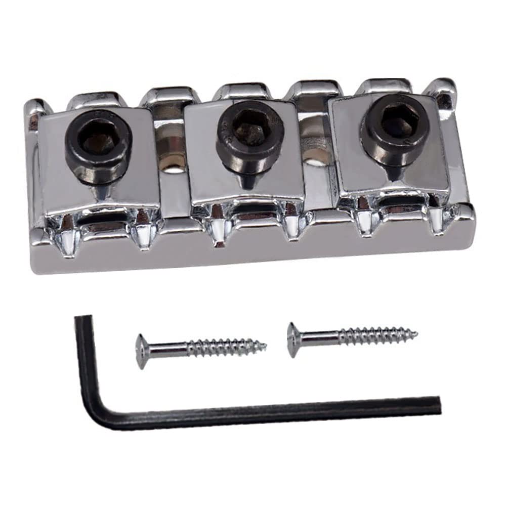 R3 Electric Guitar String Locking Nut For Floyd Rose Tremolo Bridge 43Mm (Chrome With Black Nut)