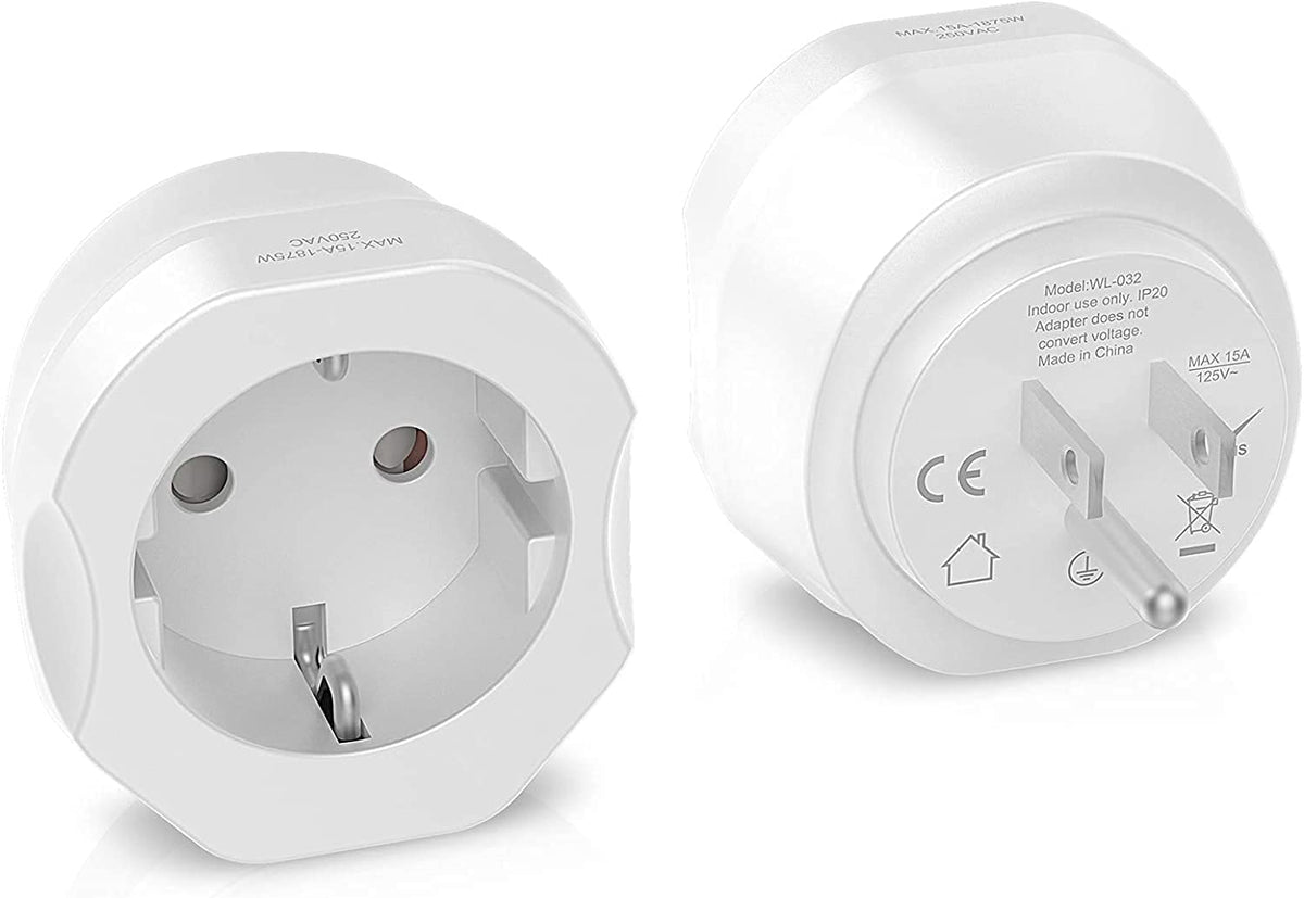 [2 Pack] Europe To Us Plug Adapter, Vintar European To Us Plug Adapter, Eu To Us Plug Adapter, Europe To Usa Travel Converter Fo