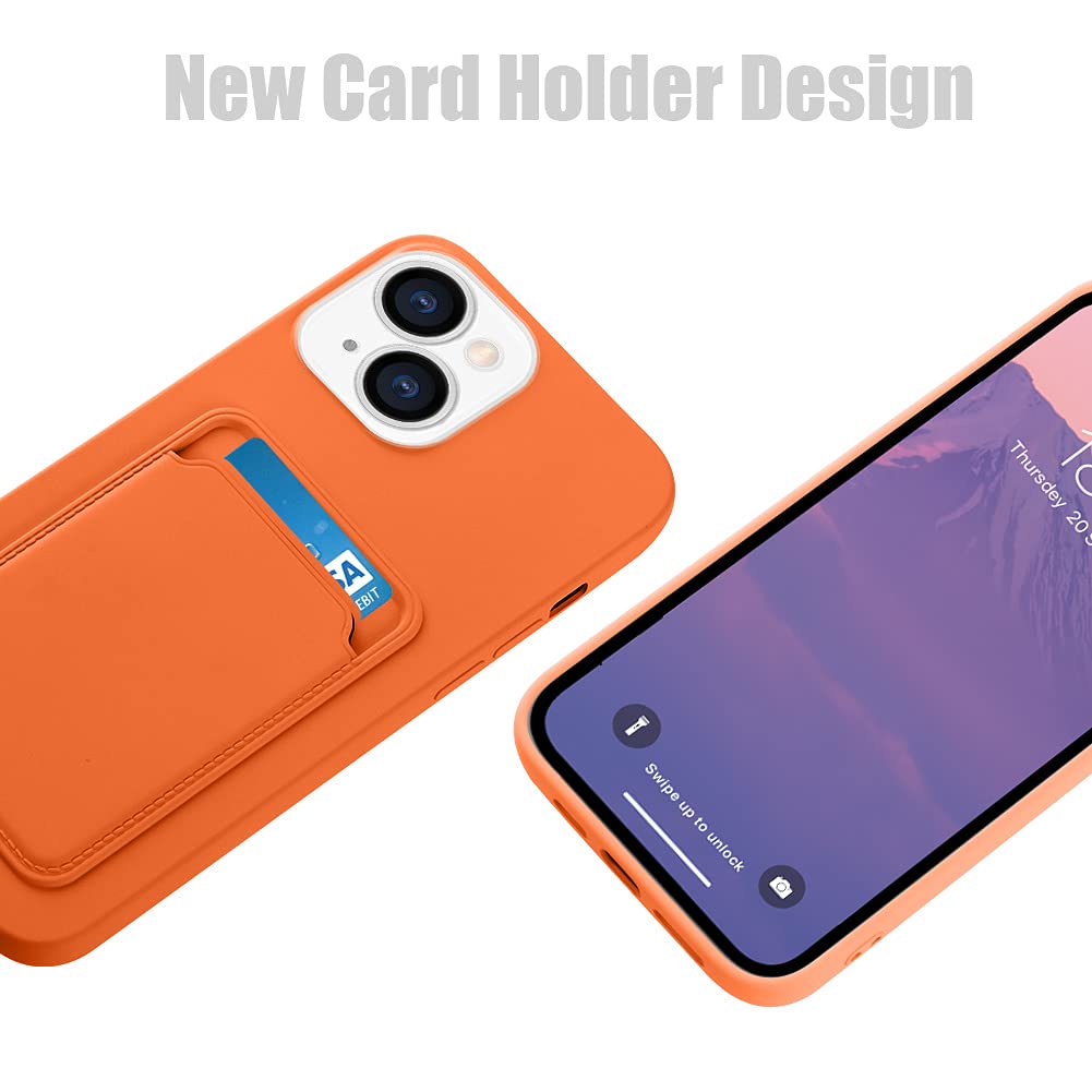 Mzelq Compatible With Iphone 13 (6.1 Inch) Case, Card Holder Camera Protection Cover For Iphone 13 + Screen Protector, Card Slot